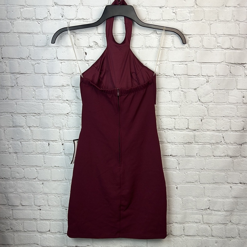 Speechless Burgundy Halter Rhinestone Bodycon Dress Juniors Size 1 - Picture 6 of 7